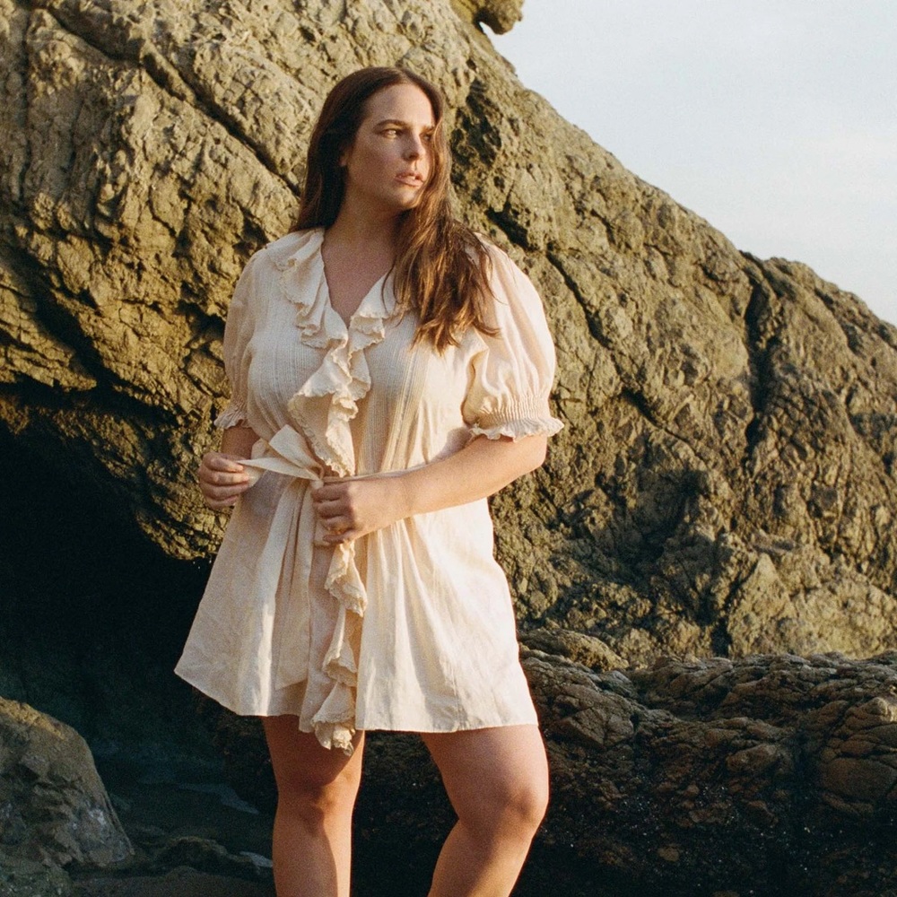 Doen Cream Ruffle-Trim Mini Dress - Picture 2 of 6